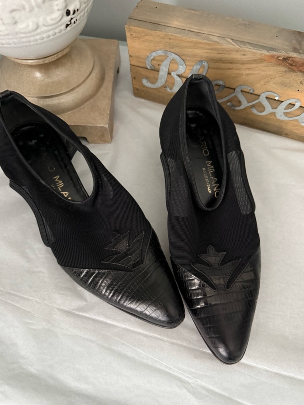 Black Pointed Slip-On Loafers